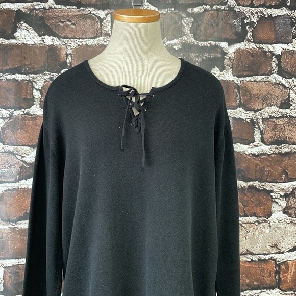 J. Jill Sweater Pullover Black Knit Lace Front Size Medium - Picture 7 of 13